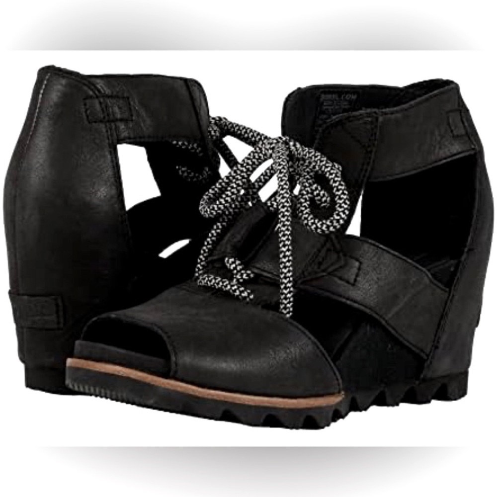 Sorel Black Wedges with Textured Laces